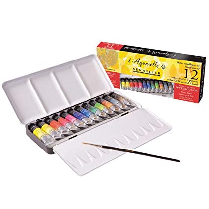425x425 Sennelier Watercolor Metal Box 12 Tube Set - Watercolor Amazon