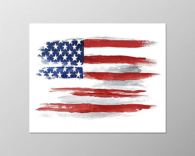 625x500 American Flag Poster (8x10) - Watercolor American Flag