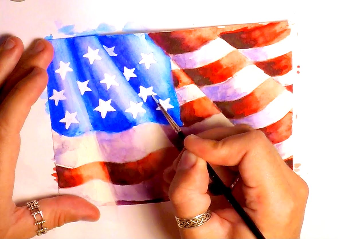 1180x833 Watercolor Painting - Watercolor American Flag