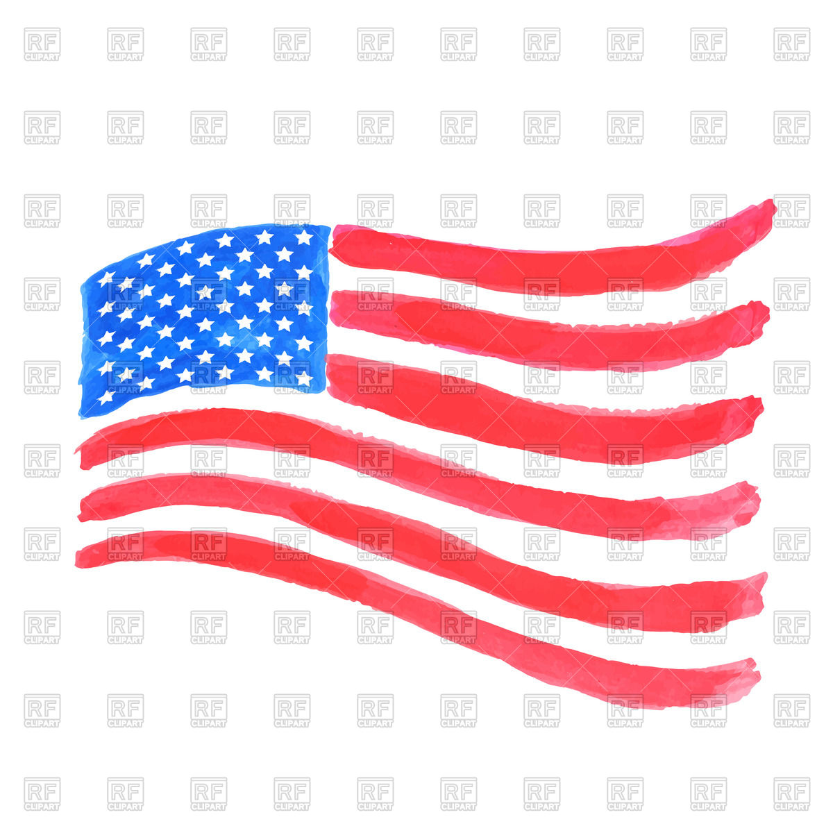 1200x1200 Wavy Usa Flag Made Of Watercolor Brushstrokes Vector Image - Watercolor American Flag