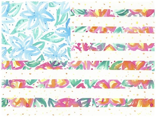 600x450 American Flag Tropical Watercolor - Watercolor American Flag