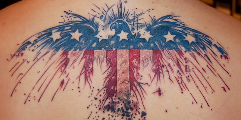 800x400 American Flag Tattoos - Watercolor American Flag Tattoo