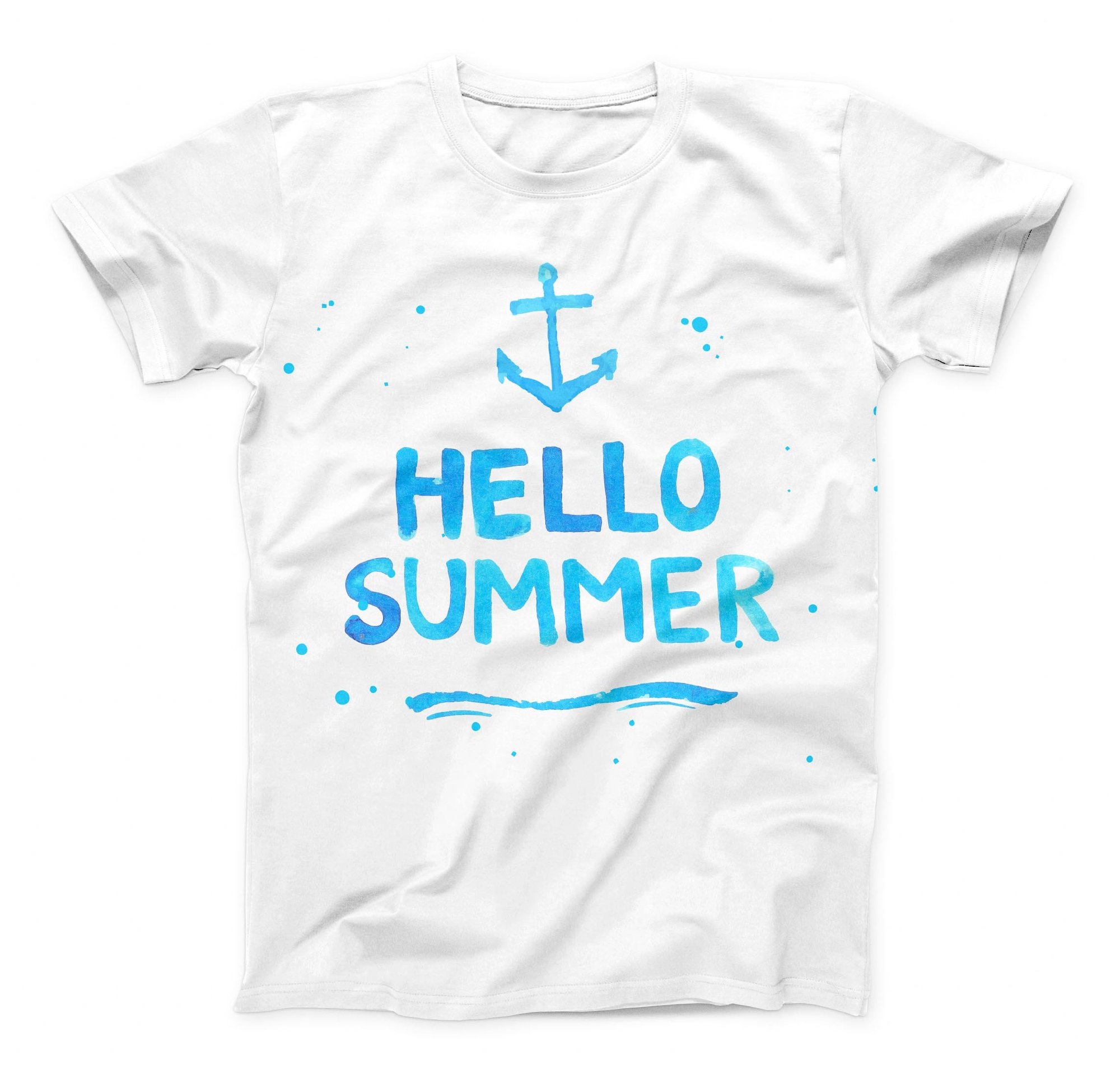 2000x1945 The Hello Summer Blue Watercolor Anchor V1 Ink Fuzed Unisex All - Watercolor Anchor