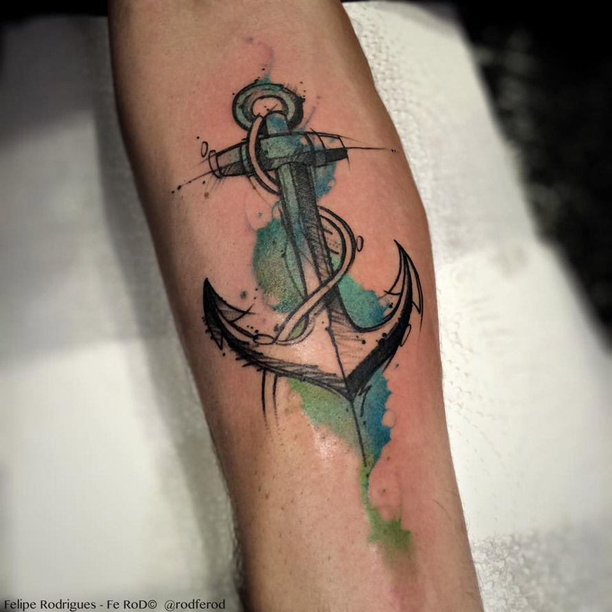 890x890 Watercolor Anchor Forearm Tattoo Best Tattoo Design Ideas - Watercolor Anchor
