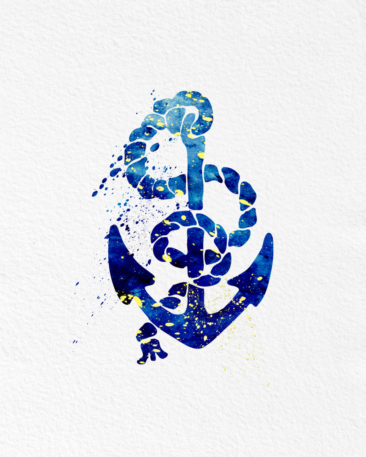 1200x1500 Watercolor Art Anchor And Rope Gift Modern 8x10 Wall Art Decor - Watercolor Anchor