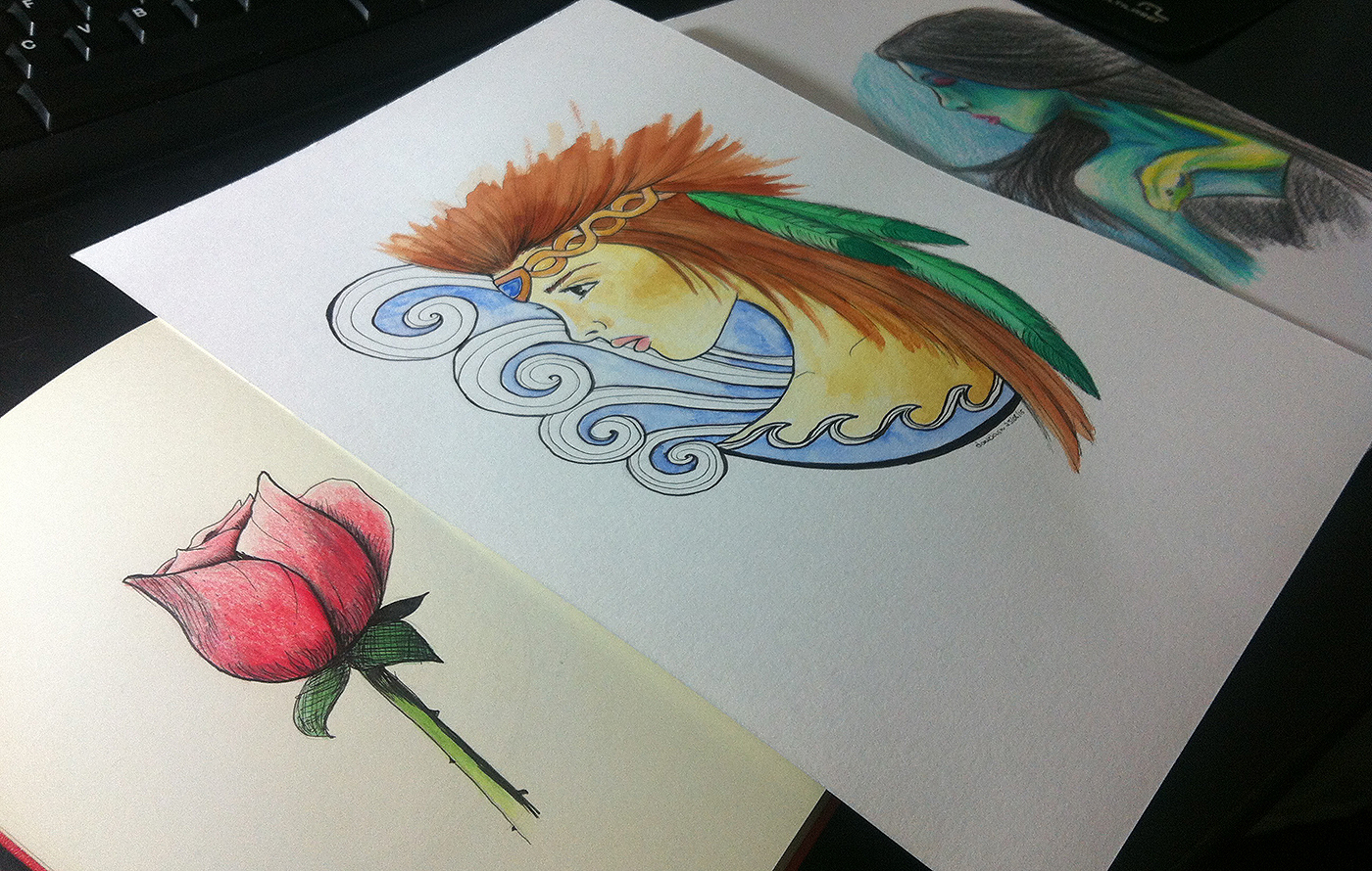 1400x890 Watercolor, Colored Pencils Amp Ink Paintings On Behance - Watercolor And Colored Pencil