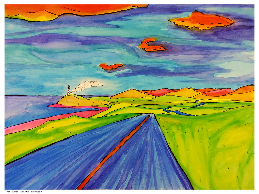 1100x825 Grapefruit, Watercolor And Marker, 15 X 20 Art - Watercolor And Marker