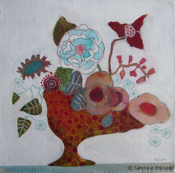 600x593 How To Paint Flowers From Imagination With Acrylic Ink On Canvas - Watercolor And Marker