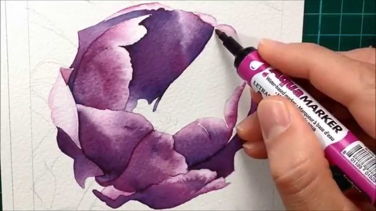 1280x720 Painting A Purple Tulip With Watercolour Markers - Watercolor And Marker