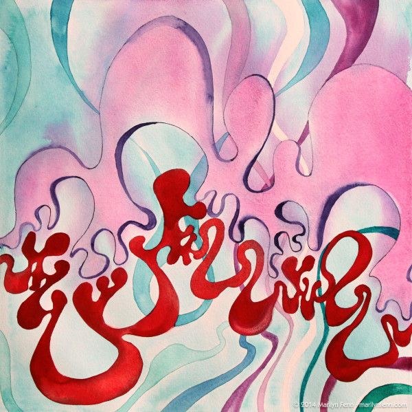 600x599 Squiggle Watercolor And Marker On Watercolor Paper X 12 - Watercolor And Marker