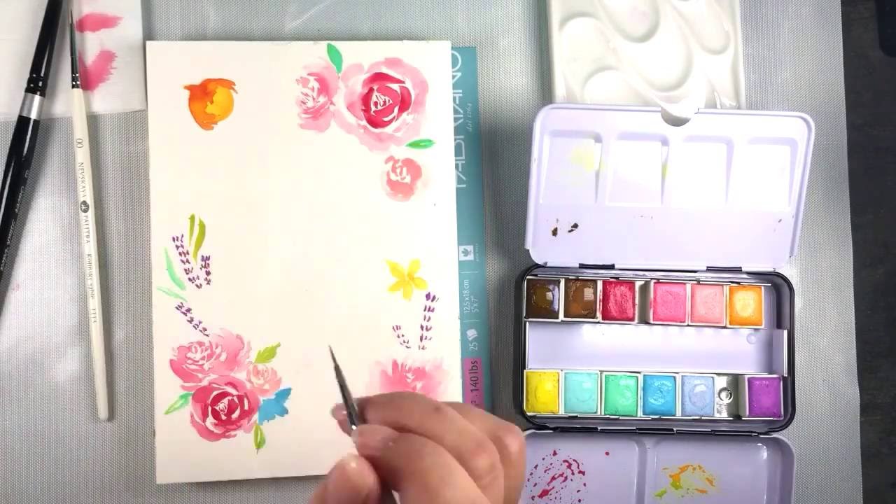 1280x720 Watercolor Flowers Wreath Tutorial - Watercolor And Pastel