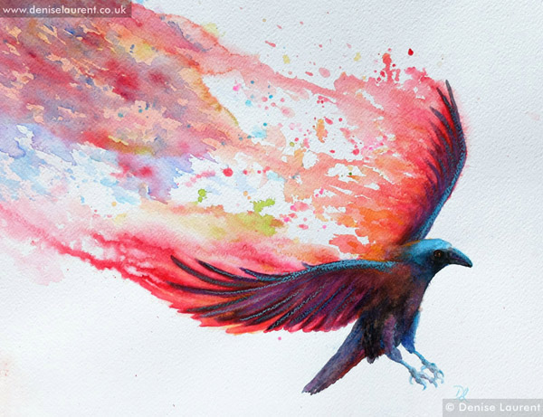 600x461 Wings Of Fire - Watercolor And Pastel