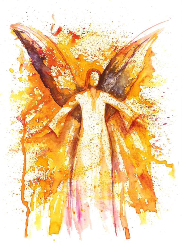 770x1038 Angel Watercolour Painting Painting By Natalja Picugina Saatchi Art - Watercolor Angel
