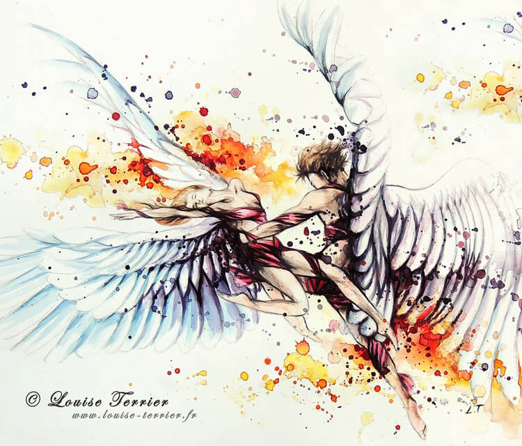750x640 Angels Watercolor Painting By Louise Terrier No. 632 - Watercolor Angel