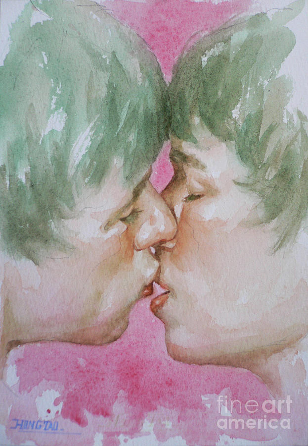 623x900 Original Watercolor Angel Of Kiss On Paper 16 12 5 Painting By - Watercolor Angel