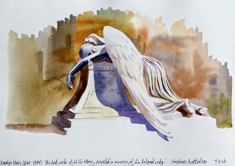 1000x706 The Angel Of Grief In Watercolor Urban Sketchers - Watercolor Angel