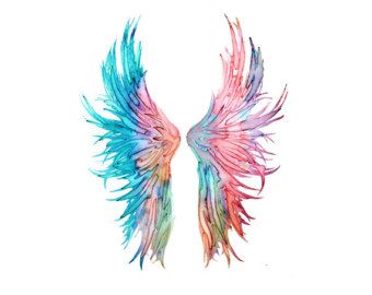 340x270 Watercolor Angel Wings, Angel Print, Eather Art, Wings Art - Watercolor Angel