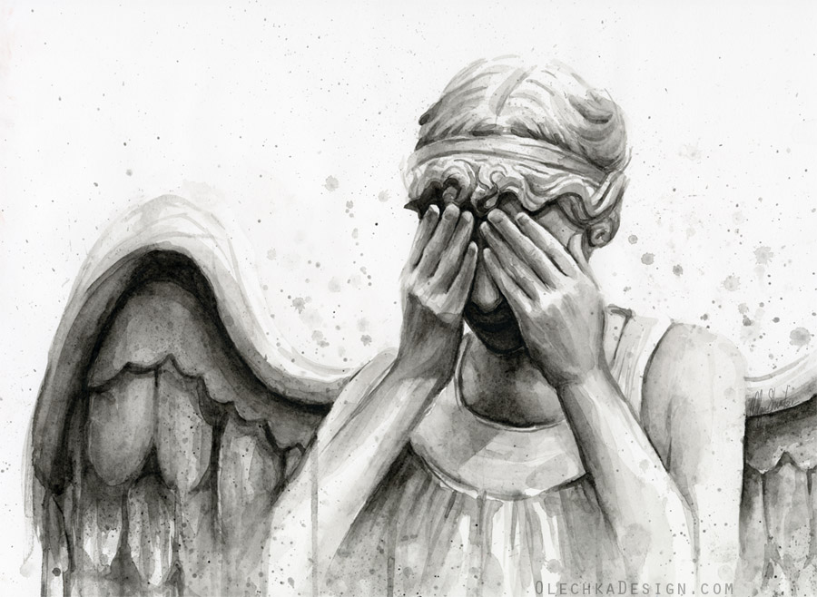 900x658 Weeping Angel Watercolor Olechka Design - Watercolor Angel