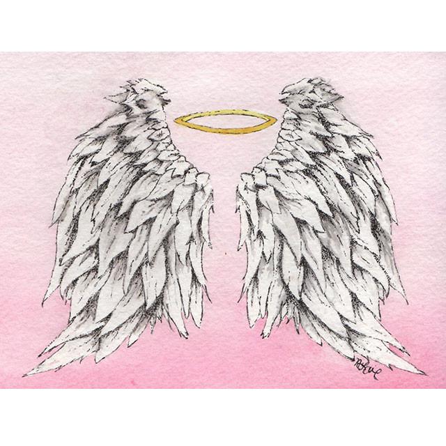 640x640 Angel Wings Framed Original Watercolor Painting, Feathers - Watercolor Angel
