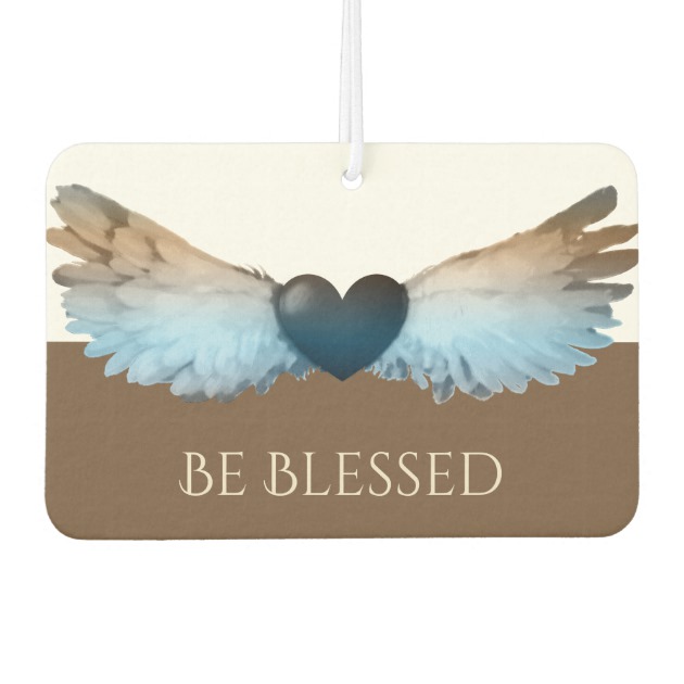 630x630 Watercolor Angel Wings Amp Heart Be Blessed Car Air Freshener - Watercolor Angel Wings
