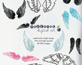 340x270 Watercolor Wings Etsy - Watercolor Angel Wings
