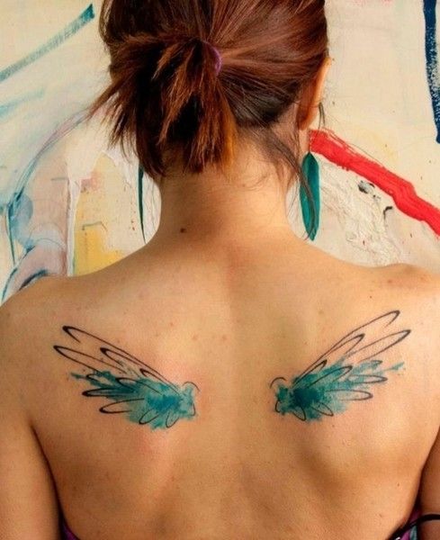 489x600 Angel Wings - Watercolor Angel Wings Tattoo