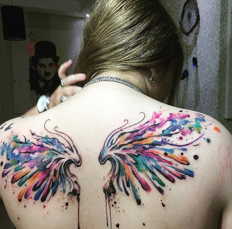 800x789 Wings Tattoo Ideas - Watercolor Angel Wings Tattoo