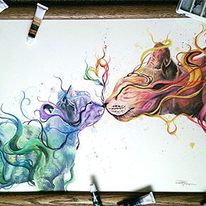 290x290 Expressive Watercolor Animal Paintings By Luqman Reza - Watercolor Animal Art