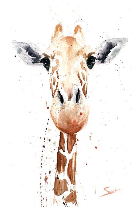 450x676 Giraffe Painting - Watercolor Animal Art