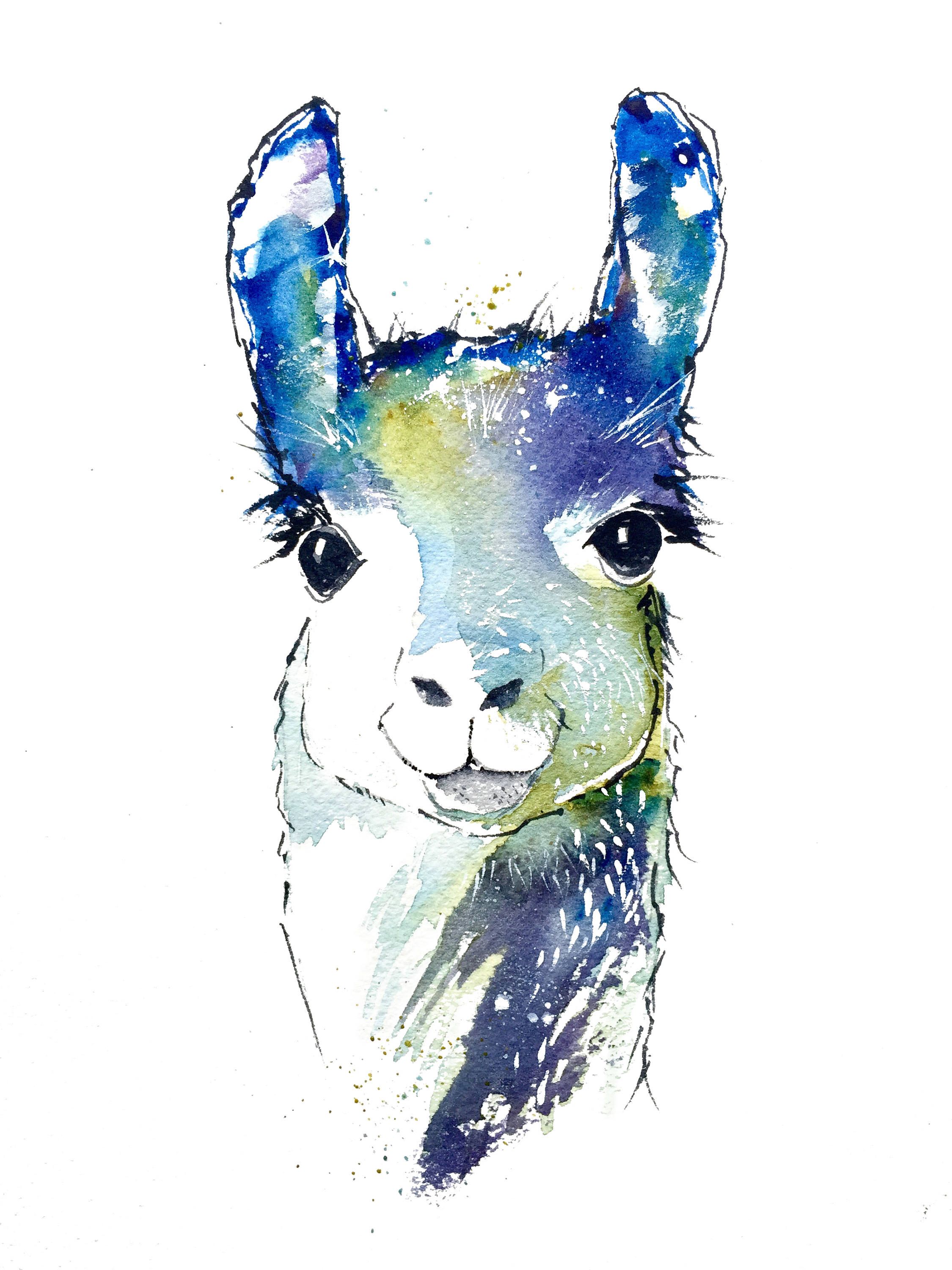 2250x3000 Llama Art, Llama Decor, Watercolor Animals, Art Print, Wall Decor - Watercolor Animal Art