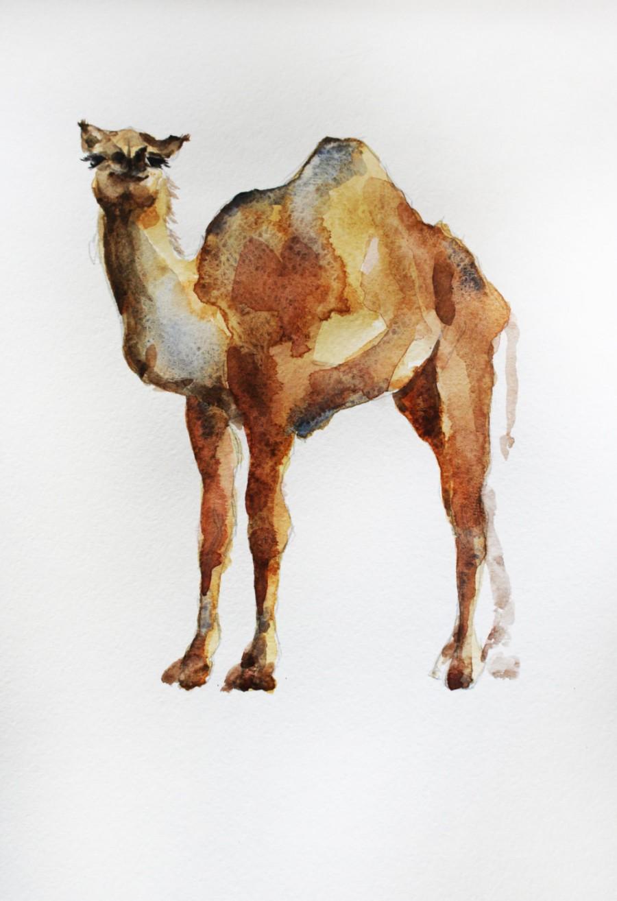 900x1314 Original Watercolor Camel Art Painting Camel Wall Decor Watercolor - Watercolor Animal Art