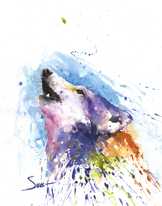 550x700 Wolf Watercolor Print Watercolor Animal Paintings - Watercolor Animal Art