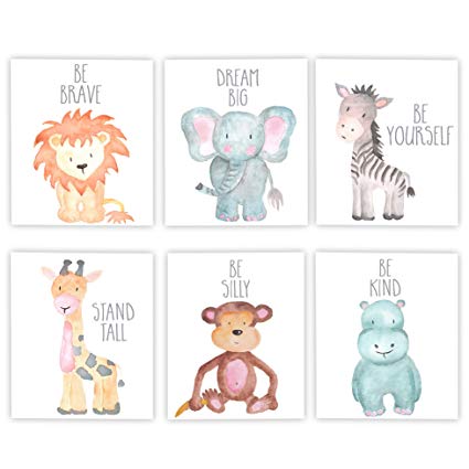 425x425 Nursery Decor Nursery Art Baby Animal Wall Art Safari - Watercolor Animal Prints