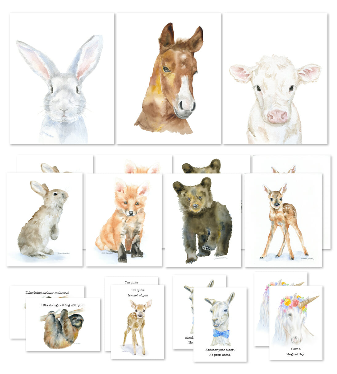 1094x1214 Watercolor Animal Prints And Cards Starter Kit Stockabl - Watercolor Animal Prints