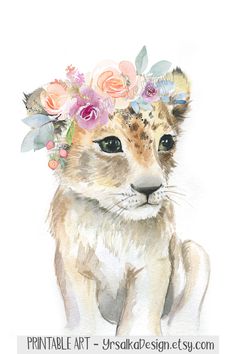 236x354 Baby Animal Nursery Wall Art Safari Animal Prints Printable - Watercolor Animal Prints