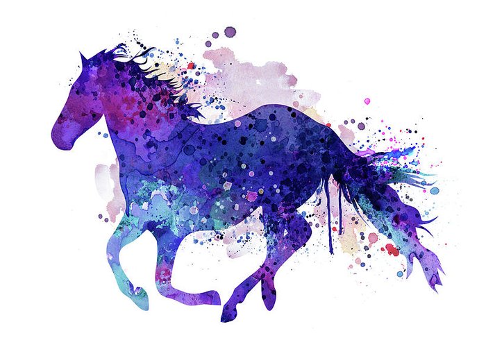 700x500 Running Horse Watercolor Silhouette Greeting Card For Sale By - Watercolor Animal Silhouettes