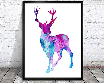 340x270 Triceratops 2 Dinosaur Watercolor Print Watercolor Painting - Watercolor Animal Silhouettes