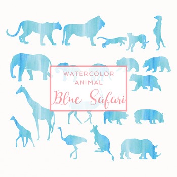 350x350 Watercolor Safari Animals Silhouettes Clip Art - Watercolor Animal Silhouettes