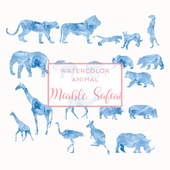 350x350 Watercolor Safari Animals Silhouettes Clip Art - Watercolor Animal Silhouettes