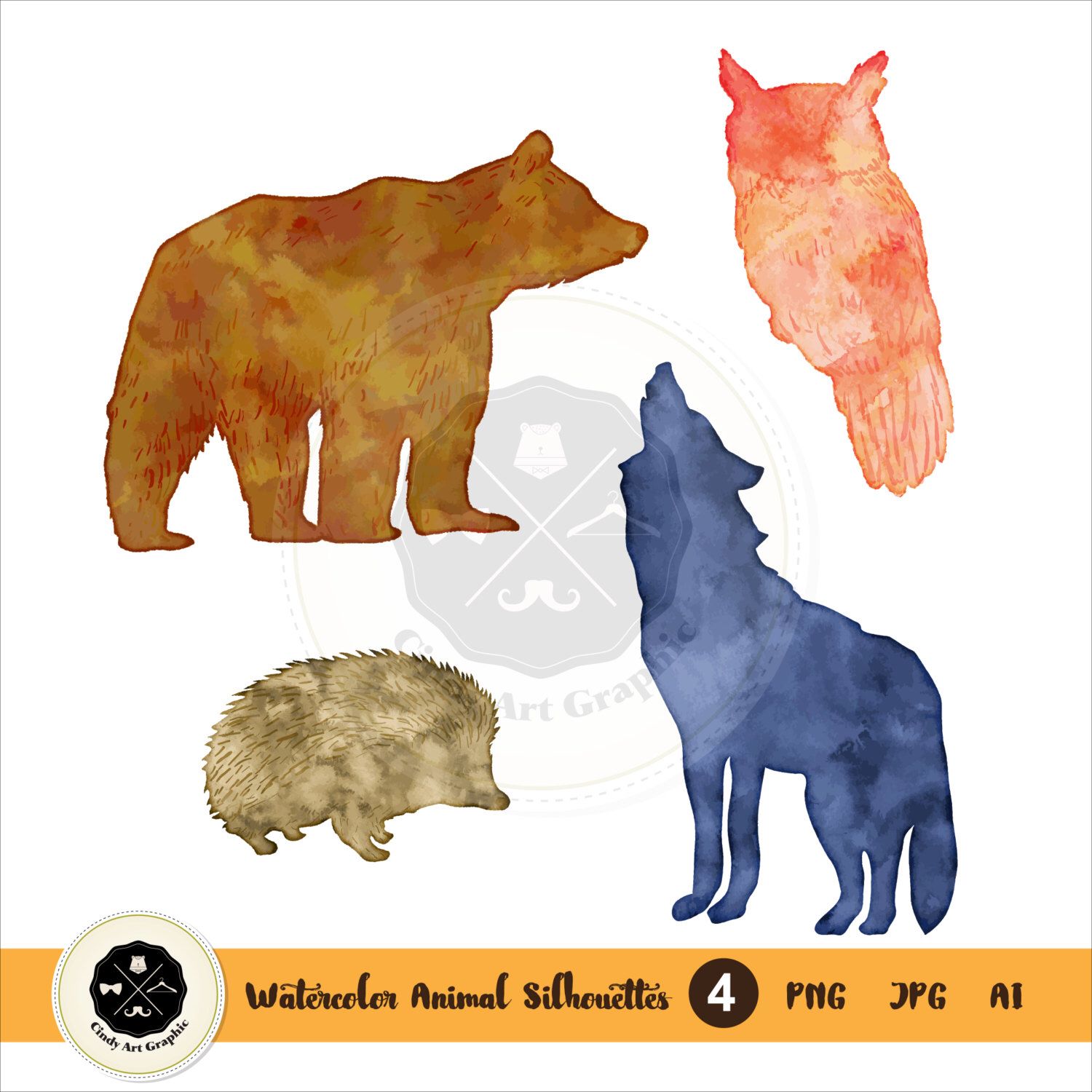 1500x1500 A Personal Favorite From My Etsy Shop En - Watercolor Animal Silhouettes