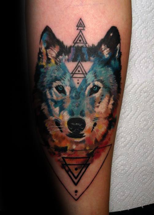 502x700 50 Wolf Watercolor Tattoo Designs For Men - Watercolor Animal Tattoo