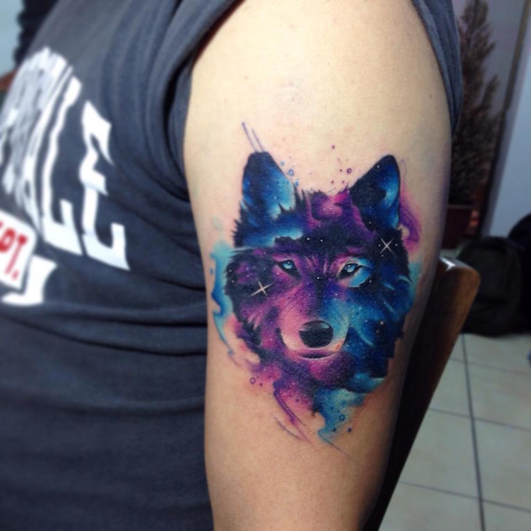 765x765 Galaxy Style Animal Tattoos By Adrian Bascur - Watercolor Animal Tattoo