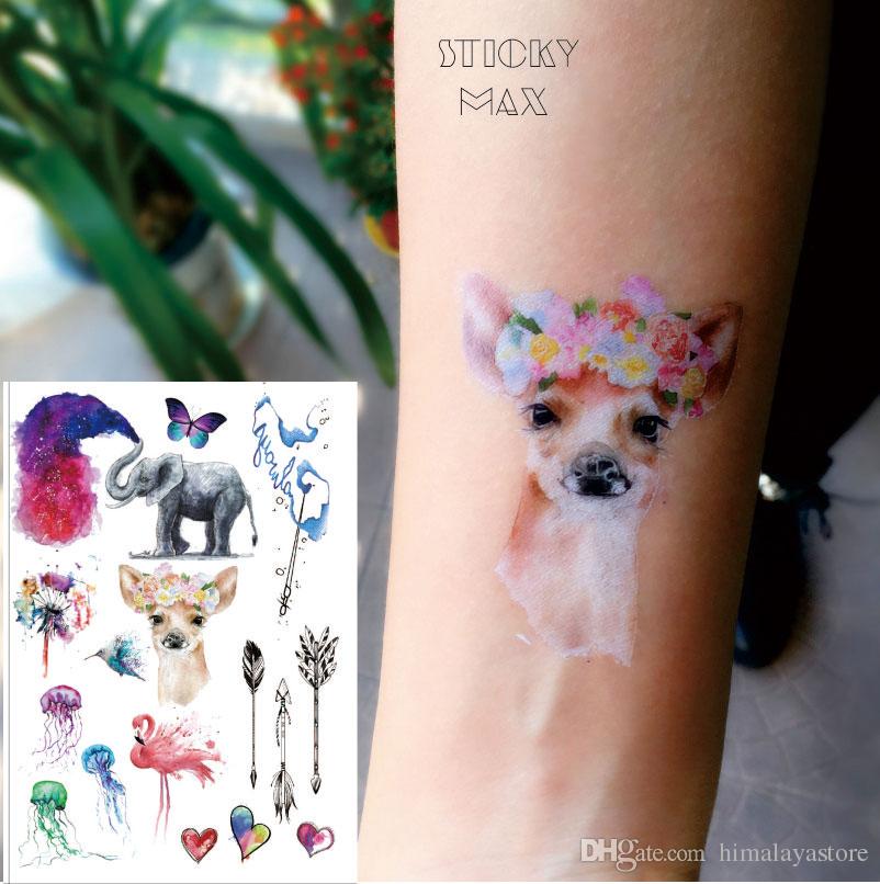 802x806 W18 Crown Deer, Watercolor Elephant ,jellyfish , Flamingo And - Watercolor Animal Tattoo