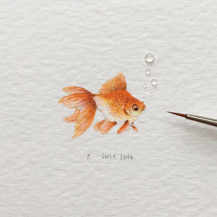 750x750 Miniature Paintings Of Adorable Animals Capture Every Cute Little - Watercolor Animals