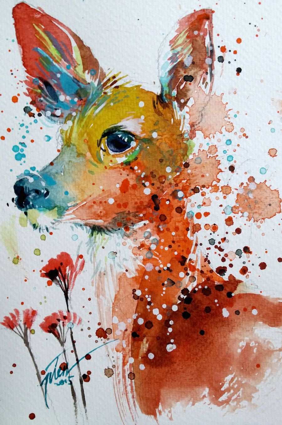 900x1353 Watercolour Paintings Elegant Colorful Splashed Watercolor Animals - Watercolor Animals