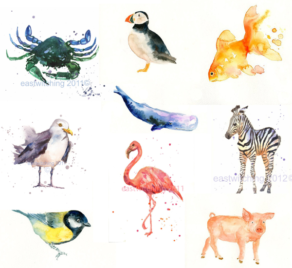 600x550 Sweet Watercolor Paintings - Watercolor Animals Easy