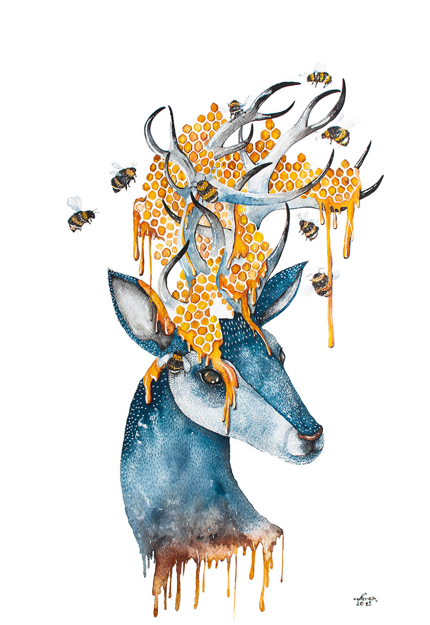 880x1278 Watercolor And Ink Paintings Of Animals Bored Panda - Watercolor Animals Easy