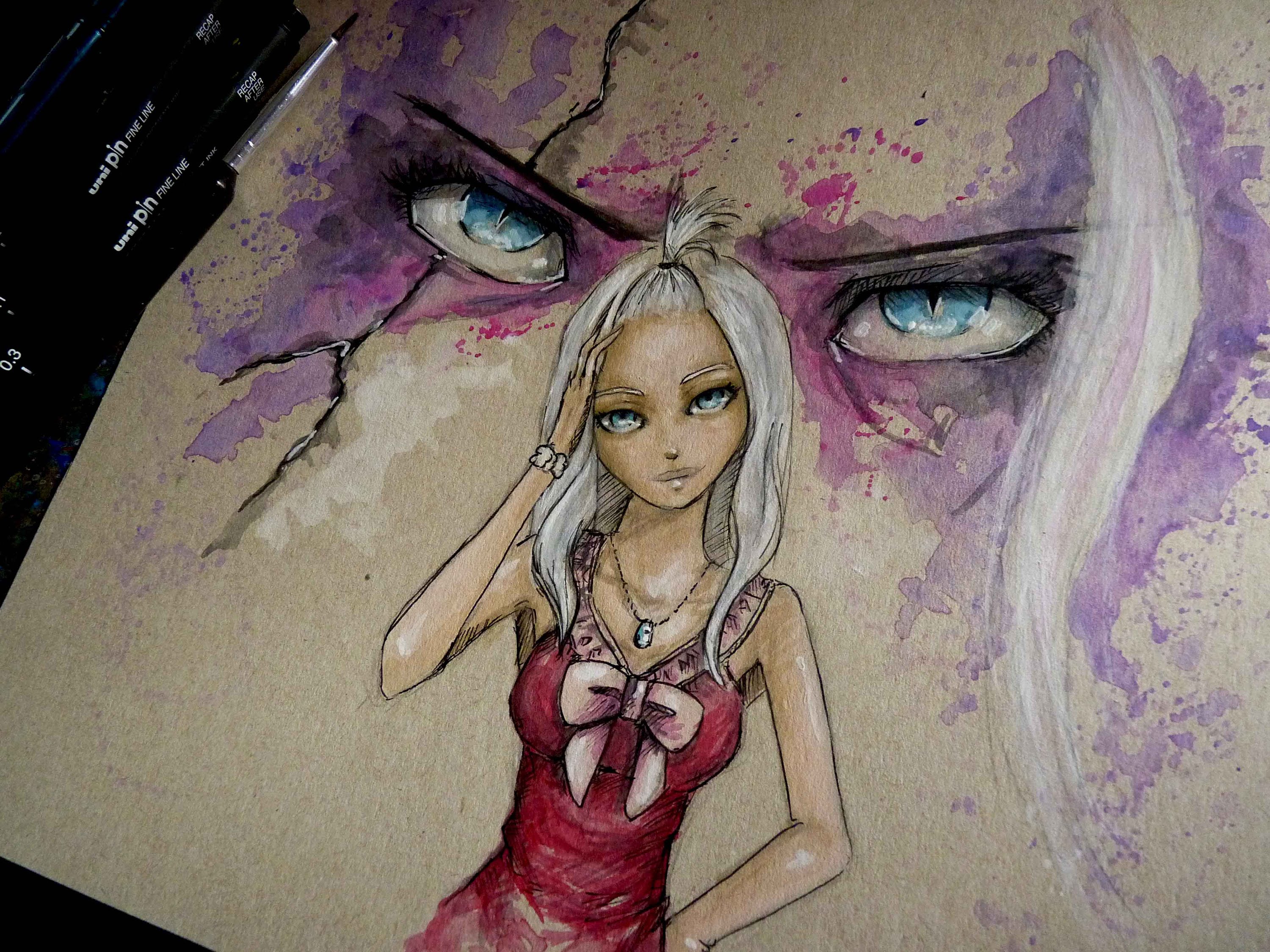 3000x2250 Mirajane Strauss Watercolor Time Lapse Painting - Watercolor Anime Art