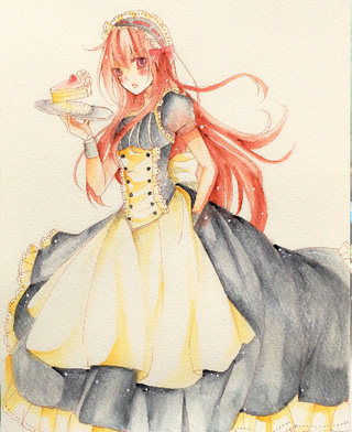 320x392 Long Time No Update ( - Watercolor Anime Girl
