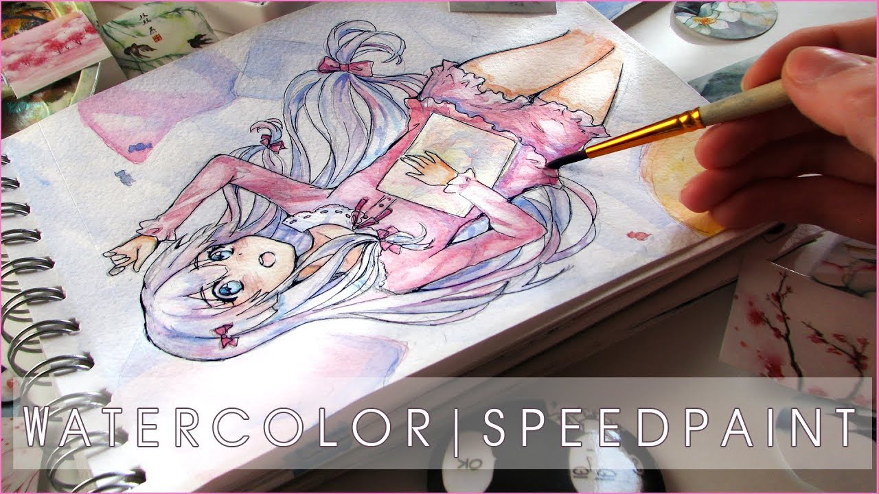 1280x720 Watercolor Anime Girl Speedpaint Eromanga Sensei - Watercolor Anime Girl